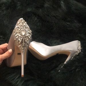 Badgley Mischka silver embellished heels
